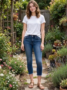 NYDJ Mid-Rise Cropped Skinny Jeans in Medium Blue